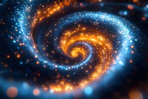 Cosmic Swirl of Glowing Particles for Abstract Digital Design and Outer Space Themes photo