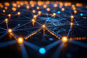 Futuristic Network Connection with Glowing Nodes and Lines for Technology Design photo
