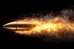 High-Speed Bullet in Motion with Fiery Trail for Dynamic Action Concepts photo