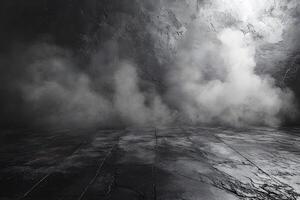 Dark Atmospheric Grunge Interior with Smoke for Mysterious Design Concepts photo
