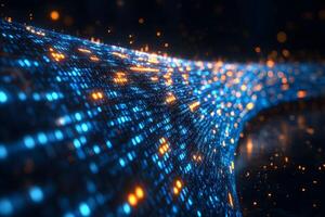 Futuristic Digital Data Stream with Blue and Orange Lights for Technology Design photo