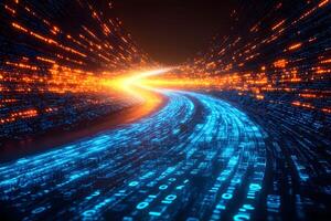 Futuristic Digital Data Stream for Technology and Innovation Concepts photo