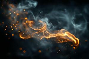 Enchanting Swirl of Golden Smoke and Particles for Mystical Design Background photo