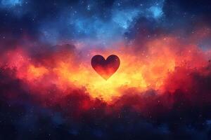 Cosmic Heart in Vibrant Nebula Clouds for Love and Romance Concept Art photo