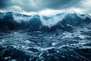 Dramatic Ocean Waves Under Stormy Sky - Perfect for Nature and Adventure Themed Projects photo
