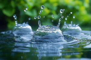 Refreshing Water Splash in Nature Setting for Design Inspiration and Calm Ambiance photo