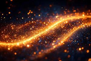 Abstract Glowing Light Trails and Sparkling Particles in Dynamic Motion photo