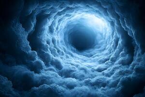 Ethereal Sky Tunnel Scene with Dramatic Cloud Formations for Fantasy Concepts photo