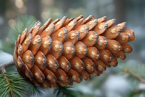 Close-Up of Pine Cone in Forest Setting for Nature and Botanical Design photo