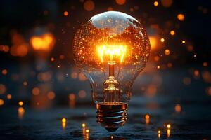Illuminated Light Bulb with Bokeh Effect for Inspirational Concepts photo