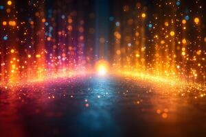 Vibrant Abstract Light Show with Glowing Dots and Bokeh Sparkles for Event Design photo