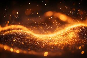 Magical Golden Glittering Wave in Abstract Sparkling Background for Festive Design photo