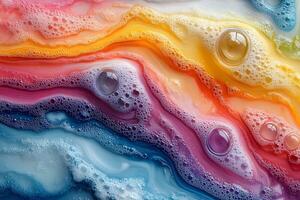 Vibrant Abstract Design with Colorful Soap Bubbles and Waves for Creative Backgrounds photo