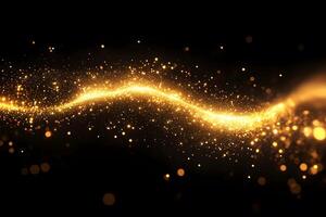 Golden Glittering Wave of Light - Abstract Sparkle Background for Festive Designs photo