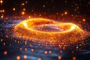 Futuristic Glowing Particle Ring - Abstract Technology Background Design photo