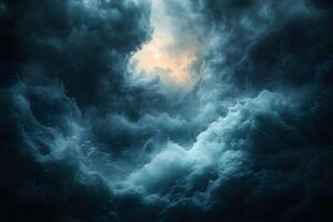 Dramatic Stormy Ocean Waves and Dark Clouds with Glimpse of Sunlight photo