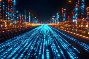Futuristic Cyber Highway Digital Data Streams and Technology Innovation for Design photo