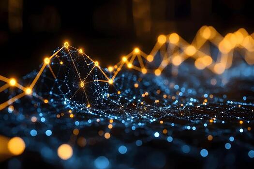 Abstract Digital Network with Glowing Nodes and Links for Technology Design photo