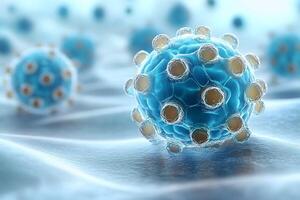 Microscopic View of Viral Particles Biomedical Visualization for Educational and Research Use photo