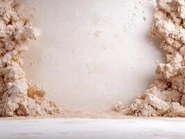 Abstract beige background with rough texture and copy space photo