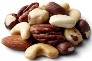 Pile of mixed nuts, a healthy snack option photo