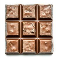 Delicious milk chocolate bar with chunks, isolated on white photo