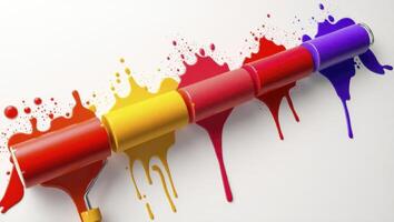 Colorful paint rollers on a white background photo