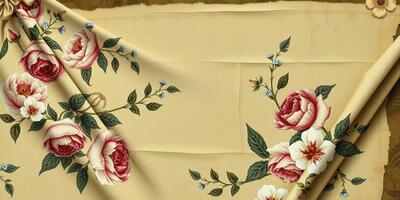 A rose patterned fabric with a floral design photo