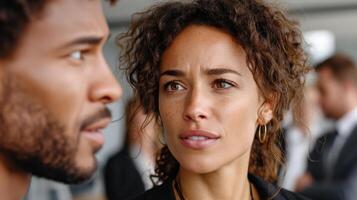 Intense business negotiation scene with focused expressions and engagement photo
