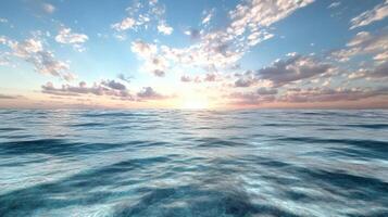 serene ocean horizon glowing with last light of day, reflecting gentle waves photo