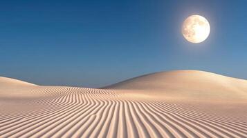 serene desert landscape features soft, glowing sand dunes under bright moon photo