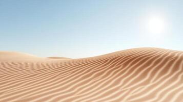 Sand dunes in the desert with a blue sky photo