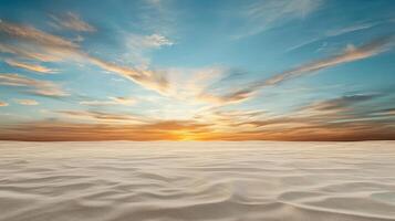 A desert landscape with sand dunes and sky photo