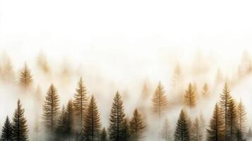 Foggy forest with pine trees in the background photo