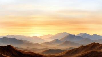 An abstract landscape with mountains and sun photo