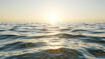 Golden sun reflecting across ocean waves, creating serene atmosphere at horizon photo
