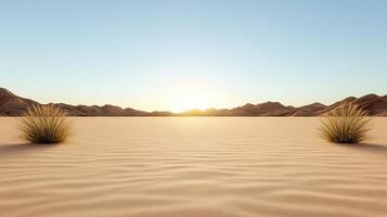 Desert landscape with two plants in the middle of the desert photo