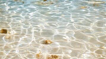Clear ocean water reflects sunlight, creating beautiful patterns and textures on surface photo