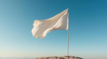 White flag on top of mountain photo