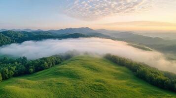A view of the mountains and clouds from above photo