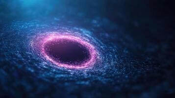 Mesmerizing digital visualization of cosmic vortex, showcasing swirling particles and vibrant photo
