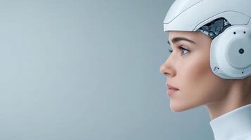 Humanoid robot with sleek design and advanced technology showcases innovation and future photo