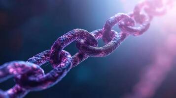 Glowing chain link representing blockchain technology and connectivity in digital world photo