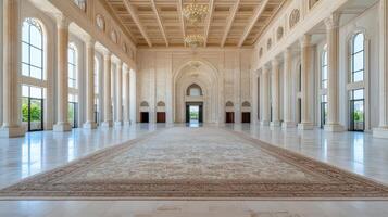 Luxurious royal chamber with ornate architecture, grand columns, and elegant flooring photo