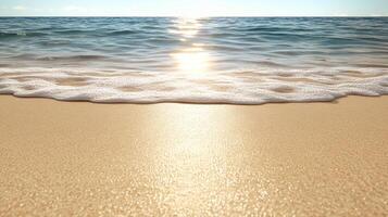 A beach with the sun shining on it photo