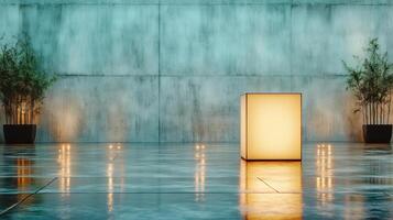 A square light is sitting in the middle of a room photo
