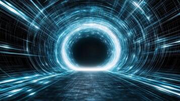 A tunnel with light and a dark background photo