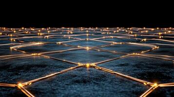 A grid of lights on a black surface photo