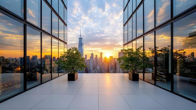 un ver de el ciudad horizonte desde dentro un edificio foto