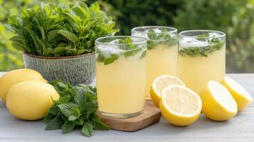 Lemonade with mint and lemons photo